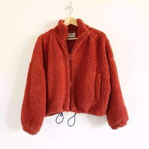 Urban Outfitters Red Teddy/Sherpa Jacket, S